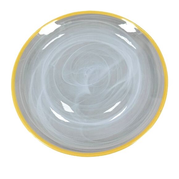 ArdaCam Art of Tabletop Turkish Glass Salad Plates Yellow White Swirl Lot of 4 - Picture 2 of 5